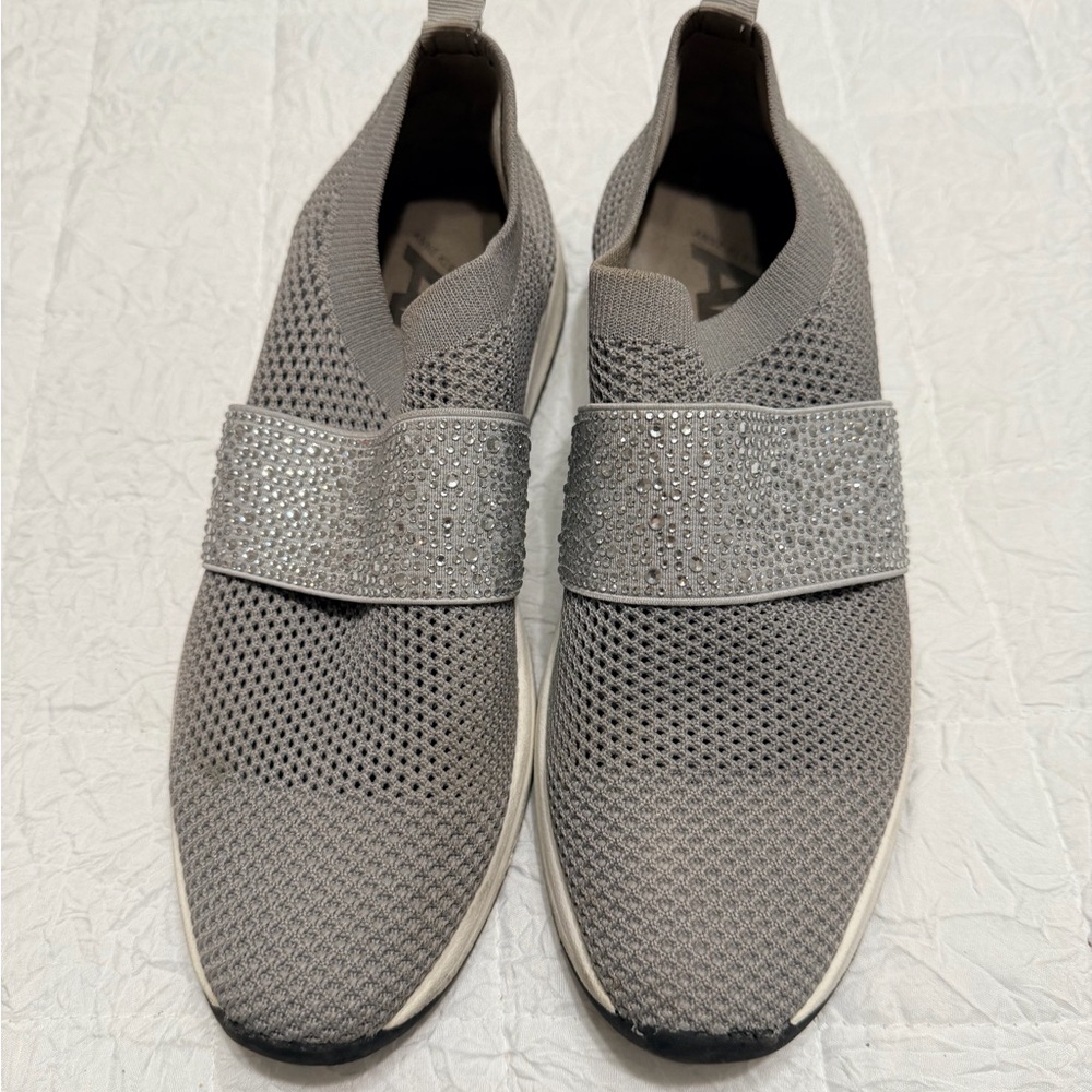 Anne Klein Sport Gray Slip-On Sneakers with Rhinestone Accent - Picture 1 of 4